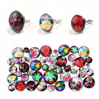 10 viên đá cabochon thủy tinh màu hồng nhiều màu sắc, kích thước 10-25mm, dùng làm nhẫn, mặt dây chuyền, bông tai, đồ trang sức thủ công DIY thanh lịch.