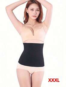 Black Seamless Waist Trainer Belt, Anti-Roll Design, Light Compression, Effective Abdomen Shaping, Waist Cincher, Fitness Accessory - màu đen - Xem 8