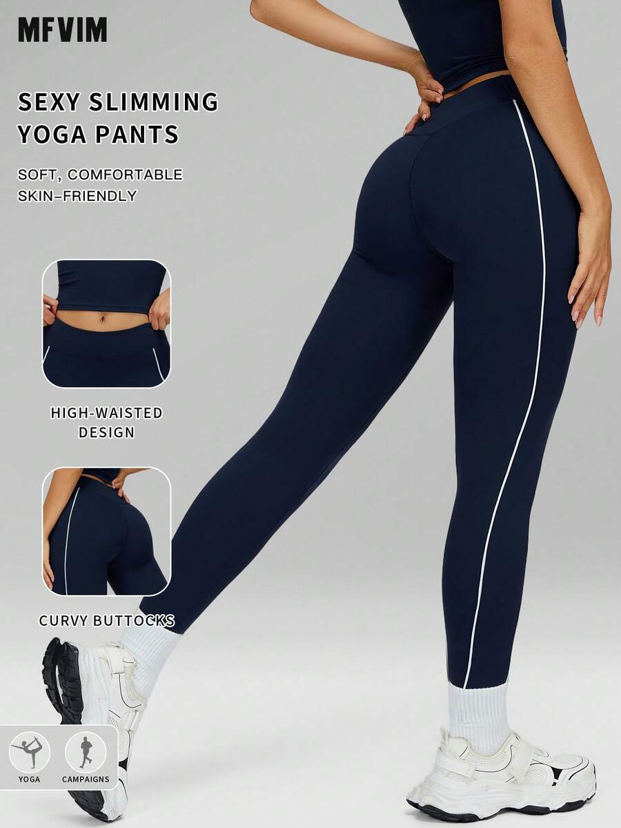 Leggings de mujer MFVIM con contraste de color, pantalones deportivos y casuales, ajuste ceñido levantador de glúteos, control de abdomen, tela suave y transpirable elástica, adecuado para ir al trabajo, actividades al aire libre, correr, yoga, pilates, entrenamiento en el gimnasio