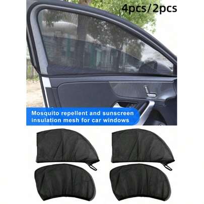 Bộ 2/4 tấm - Lưới chắn cửa sổ xe hơi siêu mỏng, siêu nhẹ, thoáng khí - Chống muỗi và nắng, rèm cửa sổ xe hơi, lưới chống muỗi cửa sổ bên, tấm che nắng xe hơi, màn chắn riêng tư cửa sổ trước và sau, bảo vệ sự riêng tư của bạn, phù hợp cho xe sedan và SUV, dễ lắp đặt, chất liệu lưới thoáng khí, chặn tia UV có hại, tấm che nắng xe hơi | Phụ kiện xe hơi thời trang | Phụ kiện che nắng xe hơi