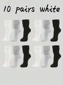 3双/6双/10双/20双秋冬针织袜，镂空针织袜，露趾袜，男士紧身中筒袜，紧身过膝袜，秋季 - 彩色 - 查看 9