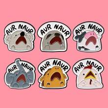 卡通大象考拉奶牛珐琅徽章趣味动物语录胸针翻领别针徽章背包服装配饰时尚珠宝朋友礼物 - 黑色 - 查看 1