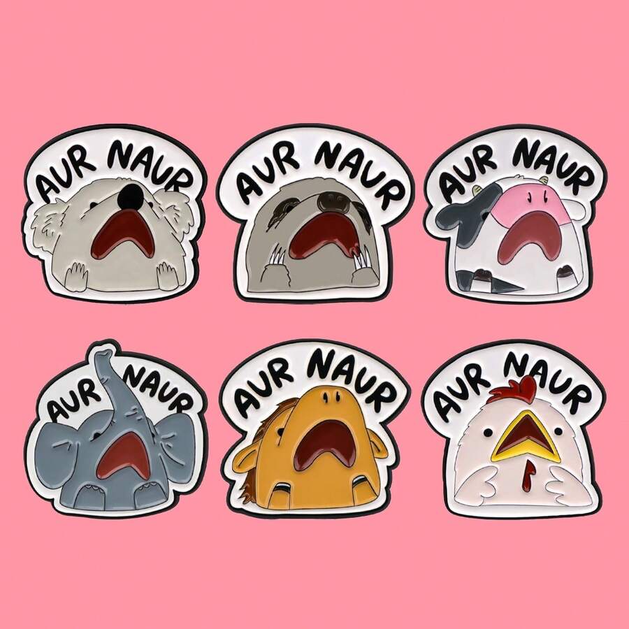 卡通大象考拉奶牛珐琅徽章趣味动物语录胸针翻领别针徽章背包服装配饰时尚珠宝朋友礼物 - 黑色 - 查看 1