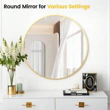 Bathroom Mirrors - 30-inch Round Gold - View 6