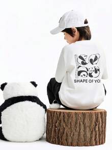 Annil Camiseta infantil de manga curta com gola redonda, suéter de tricô para crianças de tamanho médio e grande, blusa casual versátil. - white - Ver 2