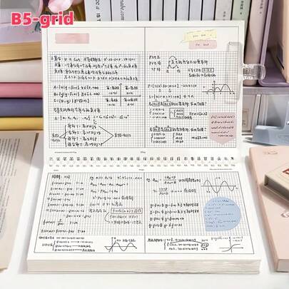B5螺旋笔记本 - 简约设计，横向布局，60张/120页，可平摊螺旋装订，适用于笔记、日记、办公、学习或演示 - 适合计划本 - 日常携带记事本、学生笔记本、专业日志、简洁布局、耐用封面、书写垫、办公用品、日记本、专业用途、学习笔记、校对