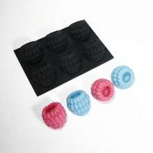 Khuôn bánh mousse mâm xôi cỡ lớn 6 ngăn, khuôn silicon 3D làm bánh sô cô la mâm xôi, khuôn nến hình trái cây. - Đen và trắng - Xem 3