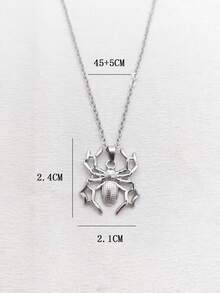 1件装自然风格18K镀金不锈钢蜘蛛吊坠项链，男女皆宜日常佩戴，小众奢华，可定制 - 彩色 - 查看 6