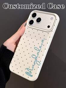 Customized Minimalist Classic Polka Dot Handwritten Signature Short Phrase Phone Case, Customizable Color And Texture, Suitable For IPhone 11 12 13 14 15 16 17 Pro Max - Multicolor - View 4