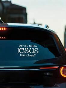 “你与耶稣如此亲近吗？” 反光乙烯基贴纸 - 哑光表面，不规则形状，PVC材质，白色，适用于汽车、卡车、货车、墙壁、笔记本电脑、贴纸 - A - 查看 5