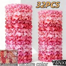 16/32个粉色缎面发圈，丝滑百搭优雅可爱发绳，适合女性，多色混搭，韩版时尚发饰，头饰，弹力发带，发饰套装，四季皆宜的头部配饰，发圈 - 彩色 - 查看 11