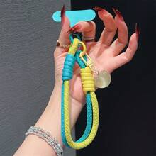 1条全新手工编织短腕带，带手机壳连接器，通用手机壳配件，防滑防摔挂绳+心形吊坠 - 彩色 - 查看 21