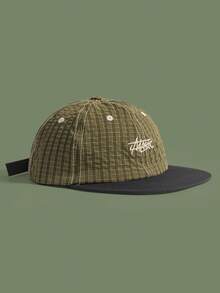1pc Couple Plaid Retro American Style Short Brim Embroidered Letter Distressed 5-Panel Hat, Baseball Cap, Sun Protection, Suitable For Outdoor, Casual, Driving, Sports, Hiking, Daily Use,Summer,Beach,Holiday - A - View 10