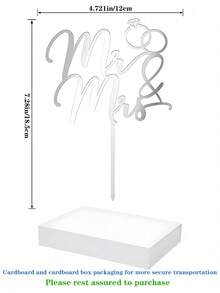 婚禮蛋糕頂部裝飾，鑽石戒指款式夫妻款，派對慶祝飾品 - 彩色 - 查看 12