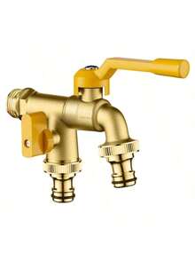 Thickened Outdoor Faucet Frost Protection, Yard Garden 1 Inlet 2 Outlet Outdoor Home Single Cold Quick Connect Double Spigot - Multicolor - View 9