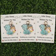 Set de 5 piezas/10 piezas Llavero de oveja linda con esmalte "Que la ovejita te bendiga" Tarjeta de saludo de abrazo cálido, regalo acogedor - Multicolor - Ver 5