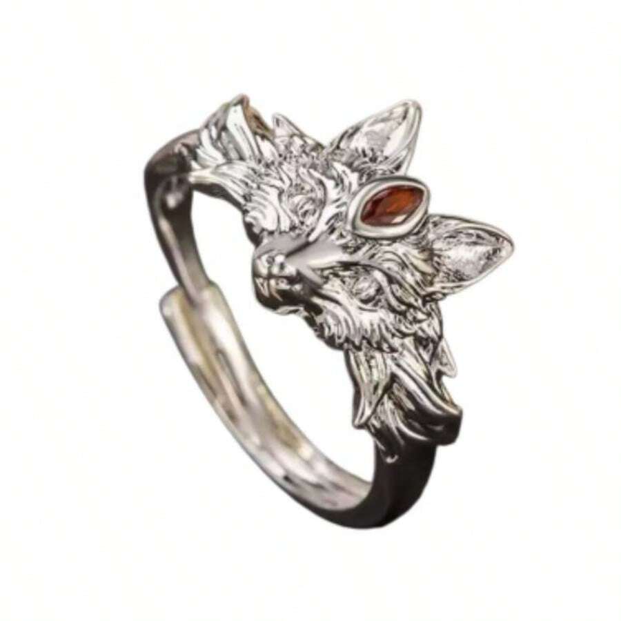 Vintage Anime Nine Tail Fox Chunky Kurama Ring For Women And Men, Oriental Amulet Ring Jewelry Gifts, Protect Village And Family. - 銀色 - 查看 1
