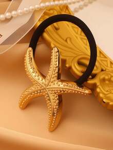 1 Bộ Dây Buộc Tóc Hình Sao Biển và Hoa Thời Trang, Dây Buộc Tóc Kim Loại Không Đường May Thanh Lịch, Phụ Kiện Tóc - A - Xem 5