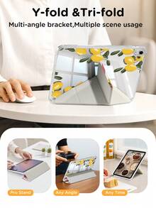 Red Stripes And Lemon Trees Pattern Tablet Case Compatible With IPad Air 11-Inch M3 2025 / M2 2024, Air 5th Generation 2022 , (A16) 11 Inch 11th Generation 2025,Compatible With Samsung Galaxy Tab,Kindle Paperwhite 12th Gen 2024, Clear Back ,Fashion Pattern Protective Case,Autlueomatic Sleep And Wake-Up Function, Airbag Protection, Suitable For Gifts And Office Use - Multicolor - View 6