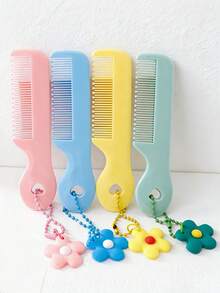 5pcs/Set Children's Cartoon Flower Mini Comb Set, Includes Flower Pendant, Convenient To Carry, Can Be Used As Backpack Decor Or Keychain, Suitable For Daily Home And Travel Hair Care, Ideal Gift For Girls - Multicolor - View 8