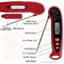 A Digital Meat Thermometer With Probe For Grilling, Providing Instant Readings In The Kitchen, Suitable For Cooking, Baking, Grilling And Other Food Applications. - A - View 5