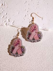 Pink Snail Bông tai hình "Mẹ và Con" làm thủ công bằng nhựa bóng, kiểu dáng dễ thương và độc đáo, thích hợp làm quà tặng cho phụ nữ, bé gái, nhân dịp Ngày của Mẹ, mùa hè, mùa đông, tiệc bãi biển hoặc quà tặng cho các cặp đôi. - Bông tai Tình Mẹ - Bàn Tay Lớn Nắm Tay Nhỏ - Xem 10
