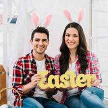 Cute Bunny Ears Headband & Tail Set - Fluffy Rabbit Costume For Easter Party - Pink - View 3