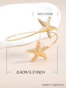 1pc Starfish Themed Minimalist Elegant Versatile Arm Cuff Accessory - Gold - View 4