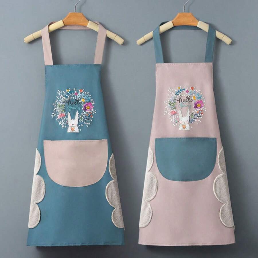 Tạp dề nhà bếp chống thấm nước và dầu mỡ có túi, kiểu dáng INS, chất lượng cao, thích hợp cho việc nấu nướng/dọn dẹp. - Nhiều màu - Xem 1