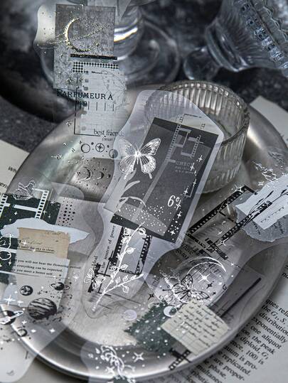 MOCARD 5张/包 金属浮雕极简贴纸，复古创意美学贴纸，DIY剪贴簿工艺材料，节日礼物，个性化贴纸相册学习用品