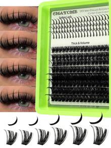 208pcs Self-Made Spiky False Eyelashes, Spiky Eyelashes And Thick Curly False Eyelashes, Cute Fairy Comfortable Lightweight Cartoon Style False Eyelashes, Reusable Individual Cluster False Eyelashes, Suitable For Y2K Butterfly Makeup - C/D MIX - View 6