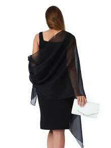 1件装 时尚优雅度假风蓝色闪光晚礼服 派对新娘云朵肩设计 适合女士日常度假及晚宴穿着 尺寸：200*68厘米/78*26.5英寸 - 彩色 - 查看 2