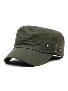 1 pieza Gorra militar unisex decorada con remaches, gorra de béisbol de tapa plana, ala ajustable de 3 posiciones, uso casual al aire libre, verano, playa, vacaciones - Multicolor - Ver 19