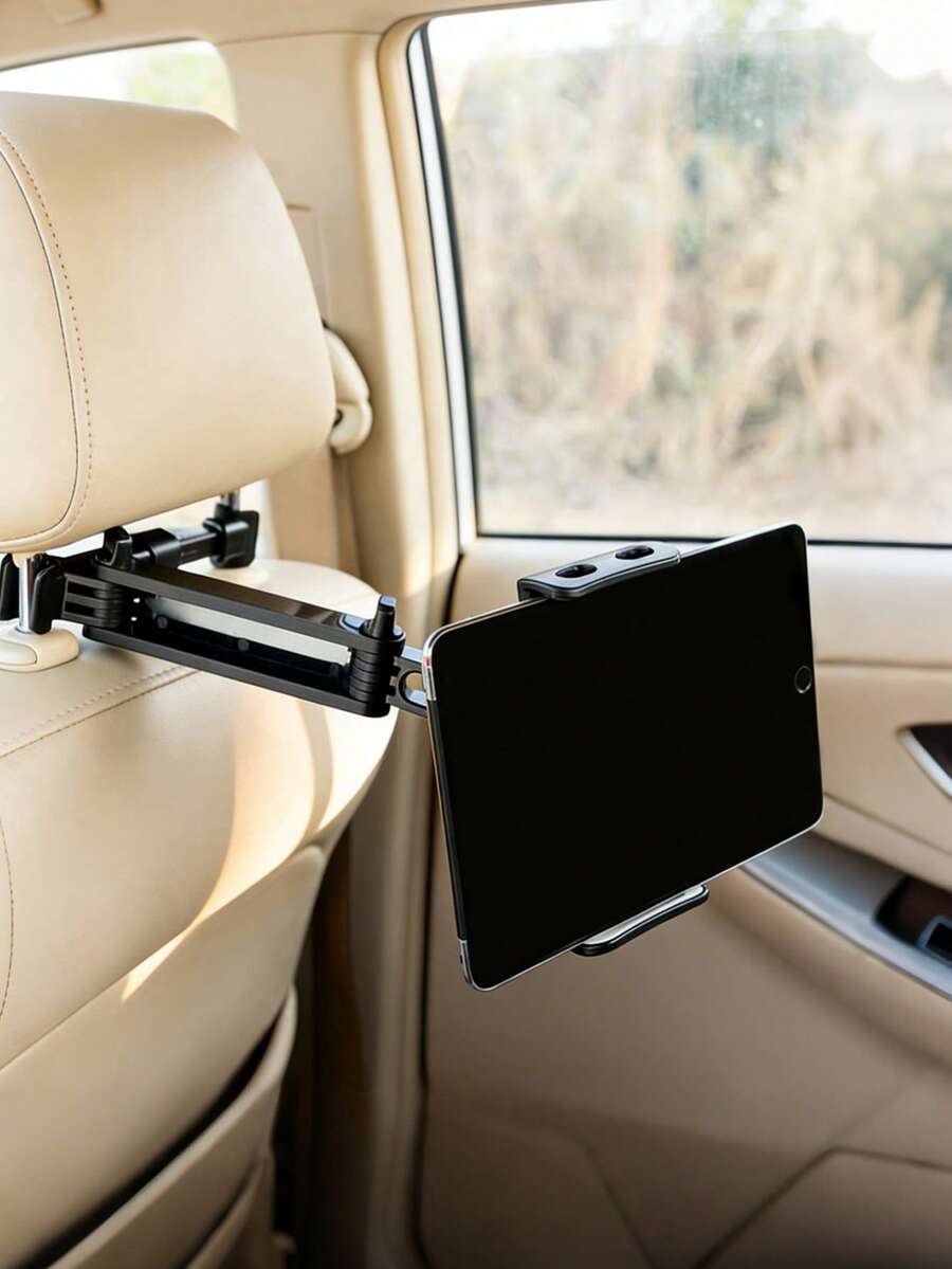 Adjustable Car Headrest Mount Car Phone Holder 360° Rotatable Adjustable Car Headrest Mount Holder Suitable For Tablets And Smartphones Fits All Car Models Foldable Design Stable Anti-Shake Adjustable Length Travel Accessory For Road Trips And Outdoor Activities Spring Gift - Black - View 1