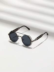 1副男士圆形金属蒸汽朋克未来主义时尚眼镜，适合音乐节和日常穿搭 - 圓形 - 查看 13