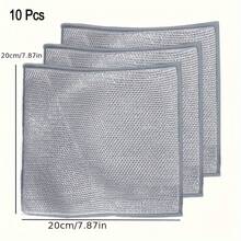 10 Pieces Of Silver Cleaning Cloths, Dish Towels, Reusable Non-Stick Oil Cloths, Powerful Rust-Removing Pot Scrubbers, A Substitute For Steel Wool Pads, Multi-Purpose Wet And Dry Non-Scratch Steel Wool Dish Cloths - Màu xám (10 miếng) - Xem 6