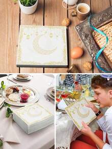 10/20/30/50/60/80/100 piezas Servilletas de papel desechables con tema de la luna y Ramadán - Doble capa - Ideal para fiestas de Ramadán y decoración de mesa festiva, también adecuado para la cocina, el comedor y la decoración del Festival de Mediados de Otoño - Multicolor - Ver 8
