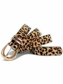 一套金色三件套时尚搭扣腰带，百搭连衣裙、牛仔裤，豹纹PU皮革女士腰带 - 彩色 - 查看 3