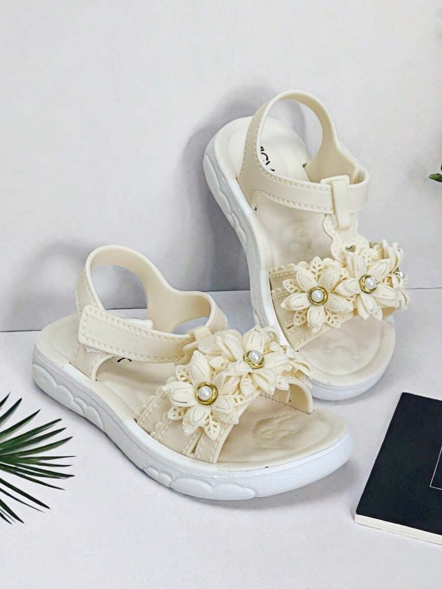 Cute Rhinestone Bow Open Toe Girls Sandals, Breathable Beach Holiday Shoes