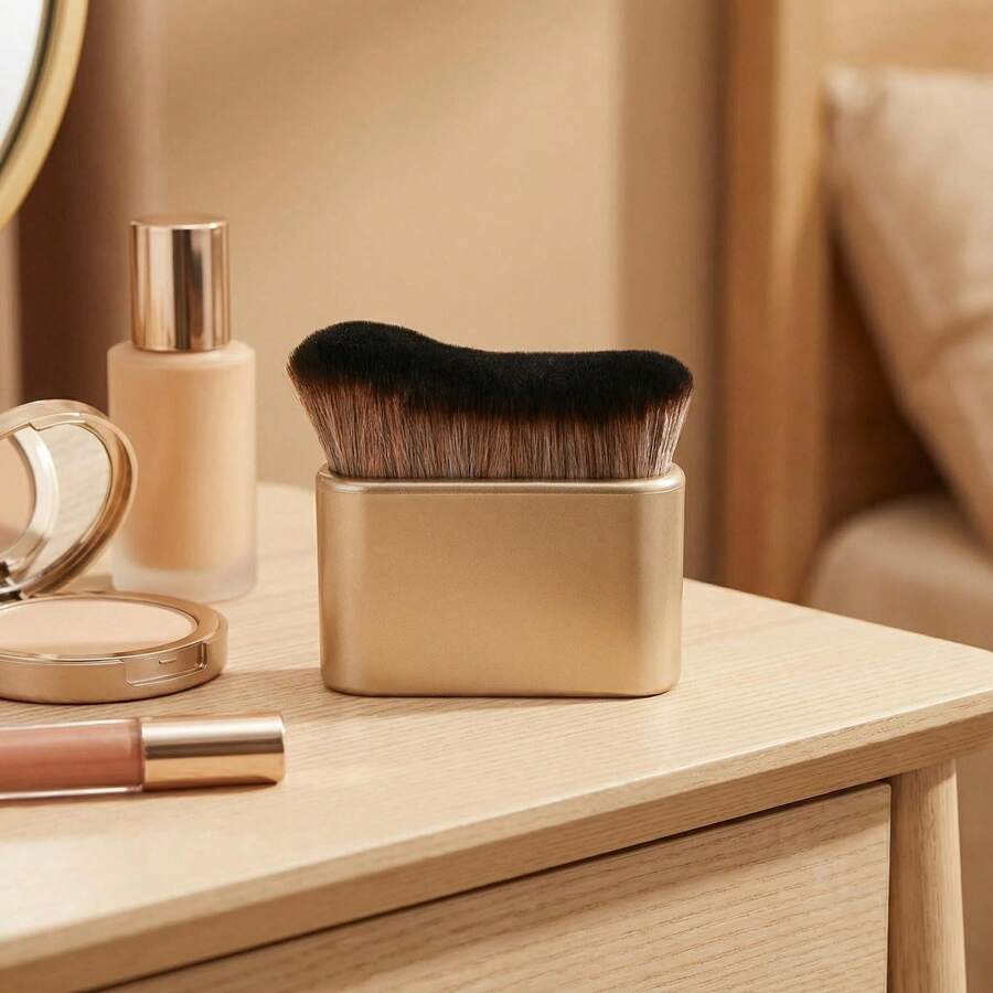 扁平波浪粉底化妆刷 - 香檳色 - 查看 1