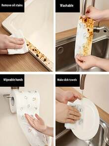 Reusable Kitchen Paper Towels, Disposable Cleaning Wipes, Highly Absorbent, Non-Stick Oil, Roll-Up, Random Patterns, Suitable For Kitchen, Car, Living Room, Bathroom, Bedroom And Other Occasions, Essential Kitchen Cleaning Item And Decorative Kitchen Accessory - Nhiều màu - Xem 9