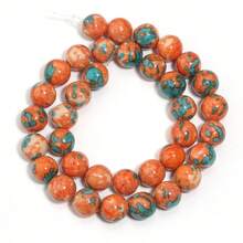 1pc 4-12mm Natural Orange-Blue Agate Beaded Bracelet, Rainbow Gradient Beads Suitable For Jewelry Making DIY - Orange Rain Stone - View 10