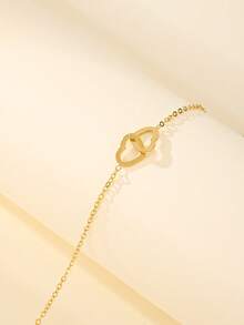 MONALLY 18K Gold Plated Minimalist Double Heart Anklet, Stainless Steel Anklet For Daily Wear, Summer Beach Jewelry - Anklet - View 3