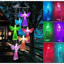 Solar Wind Chime Lamp  Angel Changing Garden Lawn Hanging Light Decoration - mặc định - Xem 3