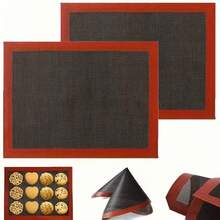 1/2pcs Reusable Silicone Baking Mat, Grill Mat, Oven Mat, Cake Tray Mat, Macarons, Cookies Baking Tools, Kitchen Accessories, Household Kitchen Supplies - Red - View 12