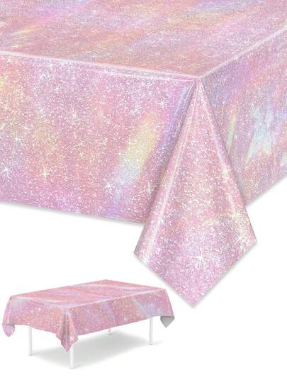 Mantel de aluminio con brillo rosa - Brillante, impermeable, fácil de limpiar, ideal para decoraciones de despedida de soltera, cumpleaños, boda y aniversario