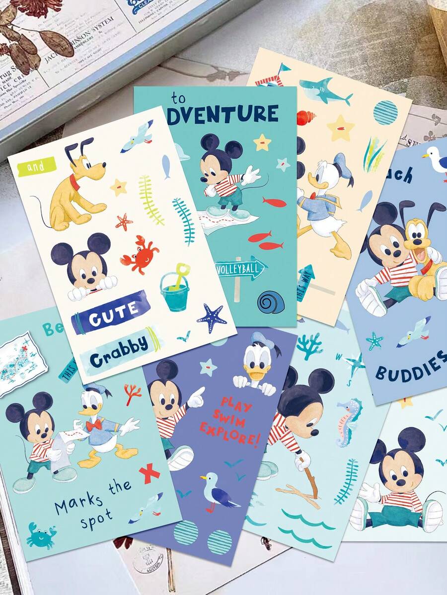 Disney 8张卡通贴纸,防水PVC卡通装饰贴纸,适用于行李箱、吉他、水瓶、手机壳、笔记本电脑、礼品等。 - 老鼠 - 查看 1