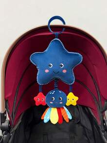 1个婴儿推车挂件毛绒摇铃娃娃，带音乐盒，新生儿推车活动挂件，内含沙沙纸和BB弹装置，适合作为礼物 - 彩色 - 查看 14