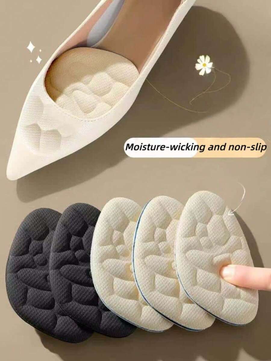 QKC 2pcs Soft Cushion Insoles, Anti-Slip Forefoot Pads For High Heels - Beige - View 1