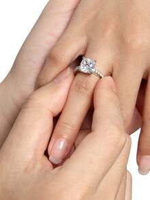 XUJIA 1 Stück Damen 925 Sterling Silber Ring mit 3,5 Karat Kissen-Schliff hochwertigem kubischem Zirkonia, Größe 9x9mm, geeignet für Jahrestag, Hochzeit, Geburtstag und andere Anlässe, hochwertiges Schmuckgeschenk für sie - Silber - Übersicht 4